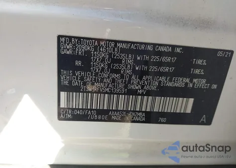 2021 Toyota Rav4 Xle from USA, damaged, VIN 2T3W1RFV5MC139591